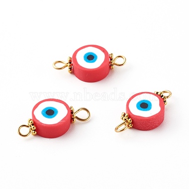Golden Red Flat Round Polymer Clay Links