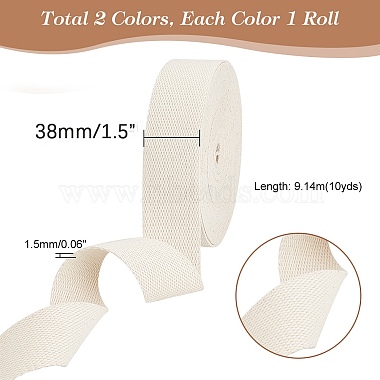 Elite 2Pcs 2 Colors 10 Yards Flat Cotton Ribbon(OCOR-PH0002-56)-2