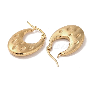 Oval 201 Stainless Steel Half Hoop Earrings for Women(EJEW-G385-05G)-2