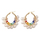 Glass & Natural Pearl Beaded Hoop Earrings(EJEW-JE05234)-1