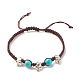 3Pcs Natural Tiger Eye & Lava Rock & Synthetic Turquoise Braided Bead Bracelets Set with Alloy Skull(BJEW-JB08114-02)-4