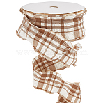 1 Roll Polyester Ruffled Ribbon, Pleated Tartan Ribbon for Wedding, Gift, Party Decoration, Camel, 1-1/2 inch(38mm), about 20.00 Yards(18.29m)/Set(SRIB-CY0001-14F)