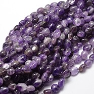 Natural Amethyst Nuggets Beads Strands, Tumbled Stone, 5~10x6~7x3~7mm, hole: 1mm, about 14.9 inch~15.7 inch(X-G-J335-08)