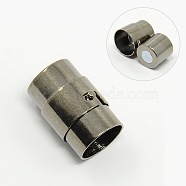 Brass Locking Tube Magnetic Clasps, Column, Gunmetal, 19x12mm, Hole: 10mm(KK-Q090-B)
