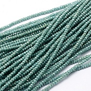 Faceted Rondelle Full Rainbow Plated Electroplate Glass Beads Strands, Aquamarine, 2.8~3x2mm, Hole: 0.8mm, about 200pcs/strand, 15.1 inch(X-EGLA-M004-2mm-A15)