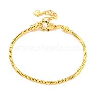 3MM Brass European Style Round Snake Chain Bracelets for Jewelry Making, with Lobster Claw Clasps, Real 18K Gold Plated, 8 inch(20.3cm)(BJEW-G703-04G)