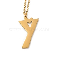 304 Stainless Steel Pendant Necklaces, Letter, Letter Y, 15.75 inch(40cm), Pendant: 26.5x17x1.5mm(NJEW-H036-02G-Y)