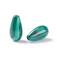 Natural Malachite Beads, Half Drilled, Teardrop, 15.5~16.5x8mm, Half Hole: 1mm(X-G-E557-14A)