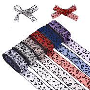 Mega Pet 30 Yards 6 Colors Gauze Polyester Organza Ribbons, Leopard Pattern, with 6Pcs Metallic Wire Twist Ties, Mixed Color, 1 inch(25mm), 5yards/color(ORIB-MP0001-01)