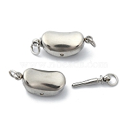 Tarnish Resistant 304 Stainless Steel Box Clasps, with Jump Ring, Oval, Stainless Steel Color, 17.5x7x6mm, Hole: 2mm(STAS-Z066-05P-02)