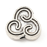 Tibetan Style Alloy Beads, Triple Spiral, Antique Silver, 11.5x12.5x3.5mm, Hole: 1.6mm, about 525pcs/1000g(FIND-E041-27AS)