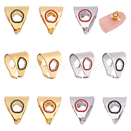 Unicraftale 12Pcs 4 Style 304 Stainless Steel Snap on Bails, with Enamel, Triangle, Golden & Stainless Steel Color, 9x8x7mm, Pin: 1mm, 3Pcs/style(STAS-UN0037-90)