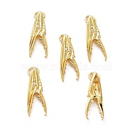 Brass Micro Pave Clear Cubic Zirconia Pendants, with Jump Ring, Long-Lasting Plated, Crab Claw Shaped, Real 18K Gold Plated, 20x8x5mm, Jump Rings: 5x1mm, 3.5mm Inner Diameter(ZIRC-L100-094G)