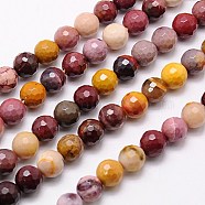 Natural Mookaite Beads Strands, Faceted, Round, Mixed Color, 12mm, Hole: 1mm; about 33pcs/strand, 15.75inches(G-G542-12mm-05)