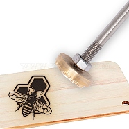 Stamping Embossing Soldering Brass with Stamp, for Cake/Wood, Bees Pattern, 40mm(AJEW-WH0123-007)
