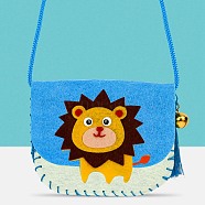 Handmade Non-woven Fabric Animal Change Wallet Set, with Alloy and Plastic Findings, Polyester Wire, Diy Crafts for Children, Lion, Mixed Color, 0.65~110x0.1~12x0.1~0.7cm, Hole: 2~10mm(DIY-K059-06)