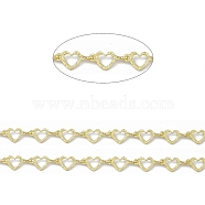 Handmade Brass Heart Link Chains, Soldered, with Spool, Golden, Heart: 5x10.5x0.5mm(CHC-F015-27G)