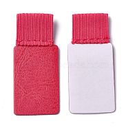 Self Adhesive Imitation Leather Pen Loop Holder, with Elastic, For Notebooks, Journals, Calendars, Rectangle, Cerise, 57mm, Rectangle: 39.5x25.5x1mm, Hole: 8x10mm(DIY-F058-01B)