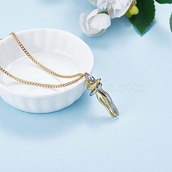 Hug Jewelry, Brass Embrace Couple Pendant Necklace with 316 Surgical Stainless Steel Chains for Valentine's Day, Platinum & Golden, 17.72 inch(45cm)(JN1068A)