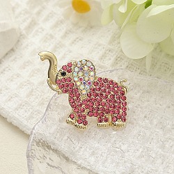 Animal Alloy Rhinestone Brooches for Clothes, Elephant, 33.5x41.5mm(JEWB-C046-04C-LG)