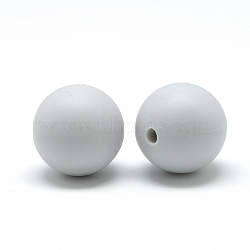 Food Grade Eco-Friendly Silicone Beads, Round, Light Grey, 8~10mm, Hole: 1~2mm(SIL-R008A-71)