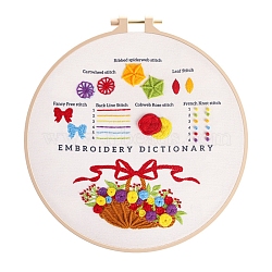 DIY Embroidery Kit, including Embroidery Needles & Thread, Linen Cloth, Bowknot, 290x290mm(DIY-P077-161)