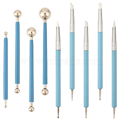 9Pcs 2 Styles Plastic Double Heads Modeling Clay Sculpting Tools Set, for Children DIY Pottery Clay Craft Supplies, Mixed Color, 119~154x7~7.5mm(TOOL-SP0001-09)