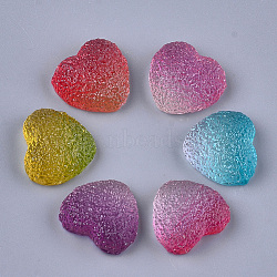 Translucent Resin Decoden Cabochons, Imitation Jelly, Heart, Mixed Color, 15.5x17x7mm(CRES-S304-108)