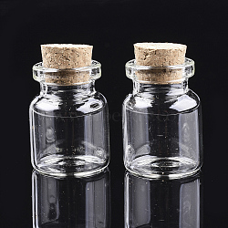 Glass Jar Glass Bottles Bead Containers, with Cork Stopper, Wishing Bottle, Clear, 3x2cm, Hole: 1.2cm, Capacity: 11ml(0.37 fl. oz)(AJEW-S074-02A)