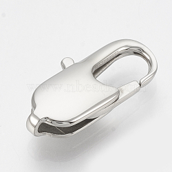 304 Stainless Steel Lobster Claw Clasps, Oval, Stainless Steel Color, 16x8x4mm, Hole: 1mm(STAS-T033-29B)