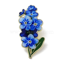 Flower Series Zinc Alloy Enamel Pin, Golden Brooches for Backpack Clothes, Blue, 39x18mm(JEWB-D069-03E)