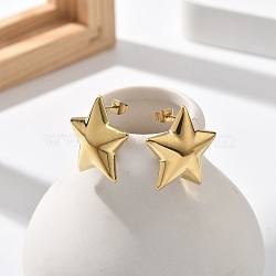 304 Stainless Steel Stud Earrings for Women, Real 18K Gold Plated, Star, 22x23mm(EJEW-K271-03A-G)