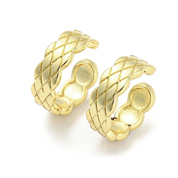 Brass Rhombus Cuff Earrings, Non Piercing Earrings, Real 18K Gold Plated, 13x5x13.5mm