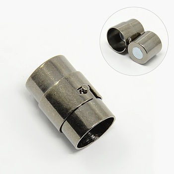 Brass Locking Tube Magnetic Clasps, Column, Gunmetal, 19x12mm, Hole: 10mm