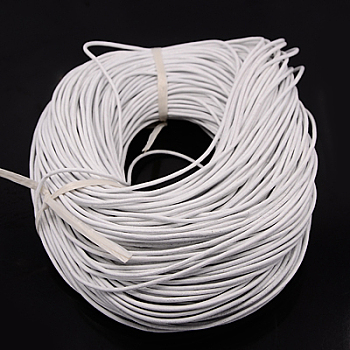 Cowhide Leather Cord, Leather Jewelry Cord, Jewelry DIY Making Material, Round, Dyed, White, 1mm