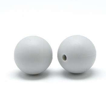 Food Grade Eco-Friendly Silicone Beads, Round, Light Grey, 8~10mm, Hole: 1~2mm