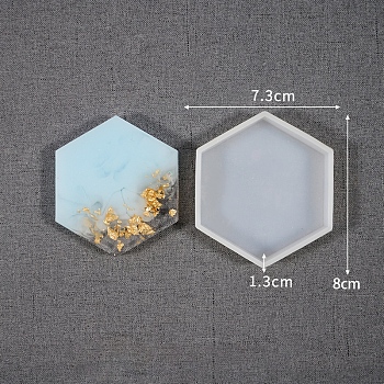 Hexagon Cup Mat Silicone Molds, Resin Casting Coaster Molds, For UV Resin, Epoxy Resin Craft Making, Hexagon, 80x73x13mm