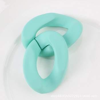 Resin Linking Rings, Quick Link Connectors, for Curb Chains Making, Twist, Turquoise, 30x21x6.3mm
