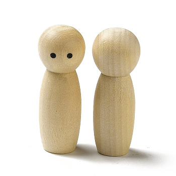 Unfinished Wooden Peg Dolls Display Decorations, for Painting Craft Art Projects, Beige, 16x45mm