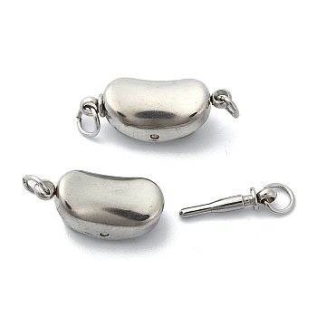 Tarnish Resistant 304 Stainless Steel Box Clasps, with Jump Ring, Oval, Stainless Steel Color, 17.5x7x6mm, Hole: 2mm