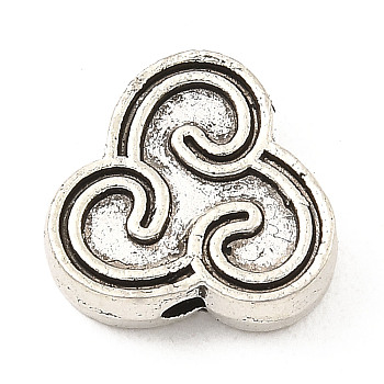 Tibetan Style Alloy Beads, Triple Spiral, Antique Silver, 11.5x12.5x3.5mm, Hole: 1.6mm, about 525pcs/1000g