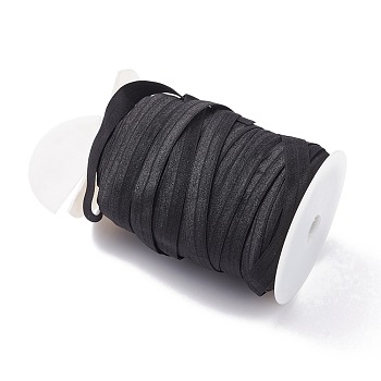 (Defective Closeout Sale: Defective Spool), Flat Elastic Rope Cord, Heavy Stretch Knit Elastic with Spool, Black, 15.5mm, about 82.02 yards(75m)/roll