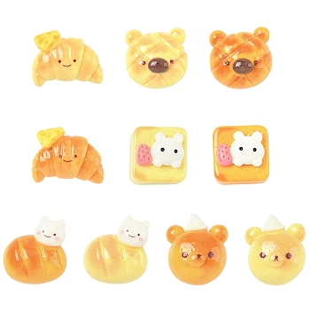 20Pcs 2 Colors Resin Cabochons, Imitation Bread, Mixed Shapes, Mixed Color, 18mm