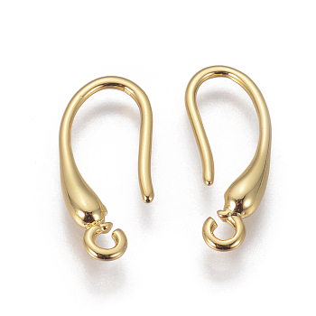 Brass Earring Hooks, with Horizontal Loop, Golden, 18x2.5mm, 20 Gauge, Pin: 0.8mm, Hole: 1.4mm