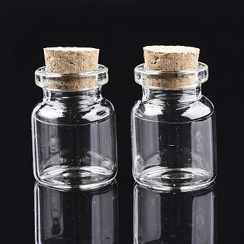 Glass Jar Glass Bottles Bead Containers, with Cork Stopper, Wishing Bottle, Clear, 3x2cm, Hole: 1.2cm, Capacity: 11ml(0.37 fl. oz)