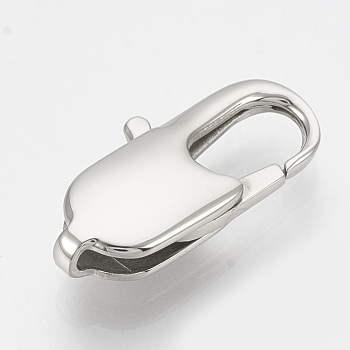 304 Stainless Steel Lobster Claw Clasps, Oval, Stainless Steel Color, 16x8x4mm, Hole: 1mm