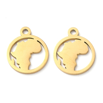 Ion Plating(IP) 304 Stainless Steel Charms, Manual Polishing, Africa Map, Golden, 14.5x12x1mm, Hole: 1.6mm