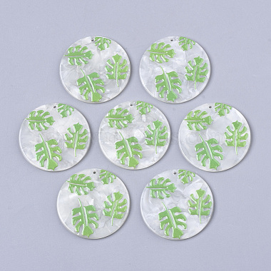 Lime Green Flat Round Cellulose Acetate Pendants
