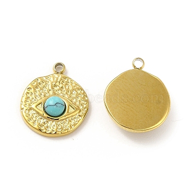 Natural Turquoise Flat Round with Eye Charms(STAS-J401-VC559)-2
