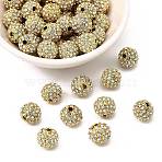 Alloy Rhinestone Beads, Grade A, Round, Golden Metal Color, Crystal, 10mm(RB-A034-10mm-A01G)